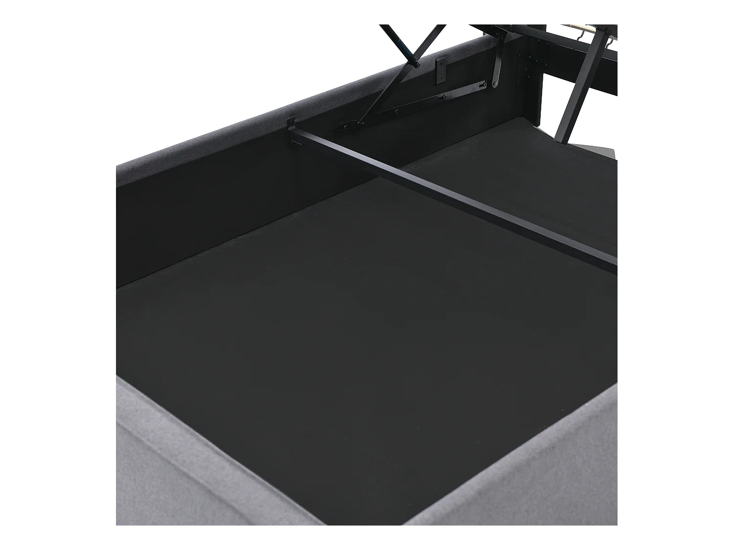 Cama con almacenaje 160x200 cm - Cama doble con somier de láminas metálicas - gris - algodón - sin colchón