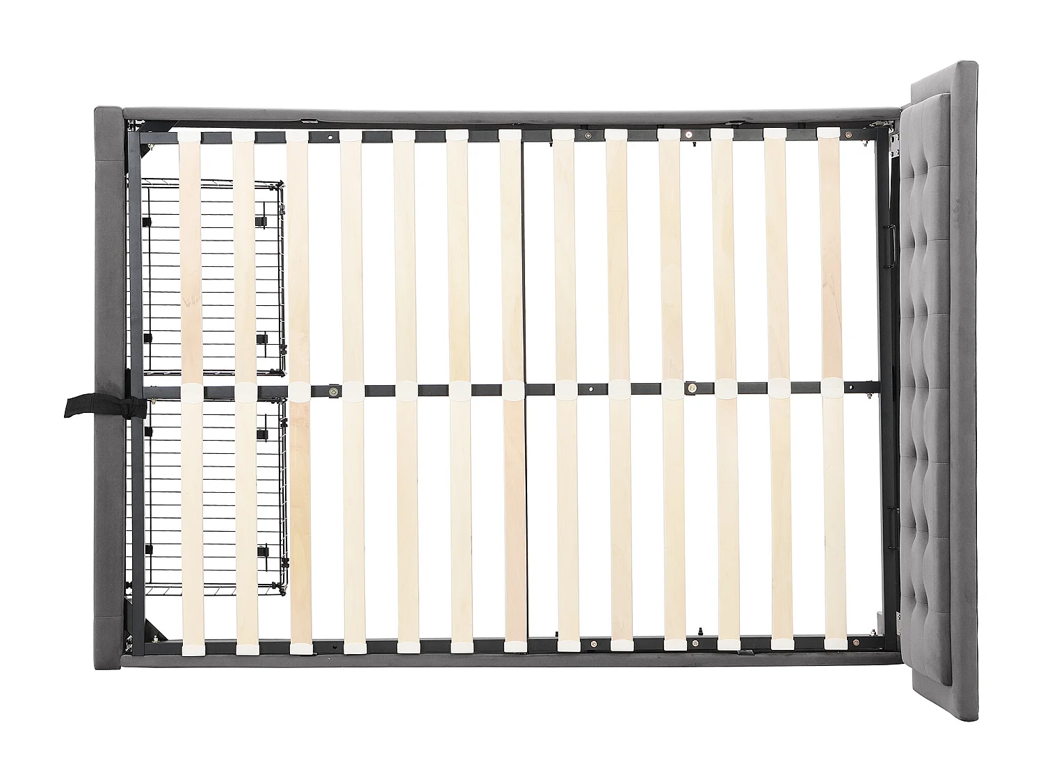 Lit coffre 140x200 cm - Lit adulte avec 2 tiroirs - tête de lit réglable - velours gris - sans matelas