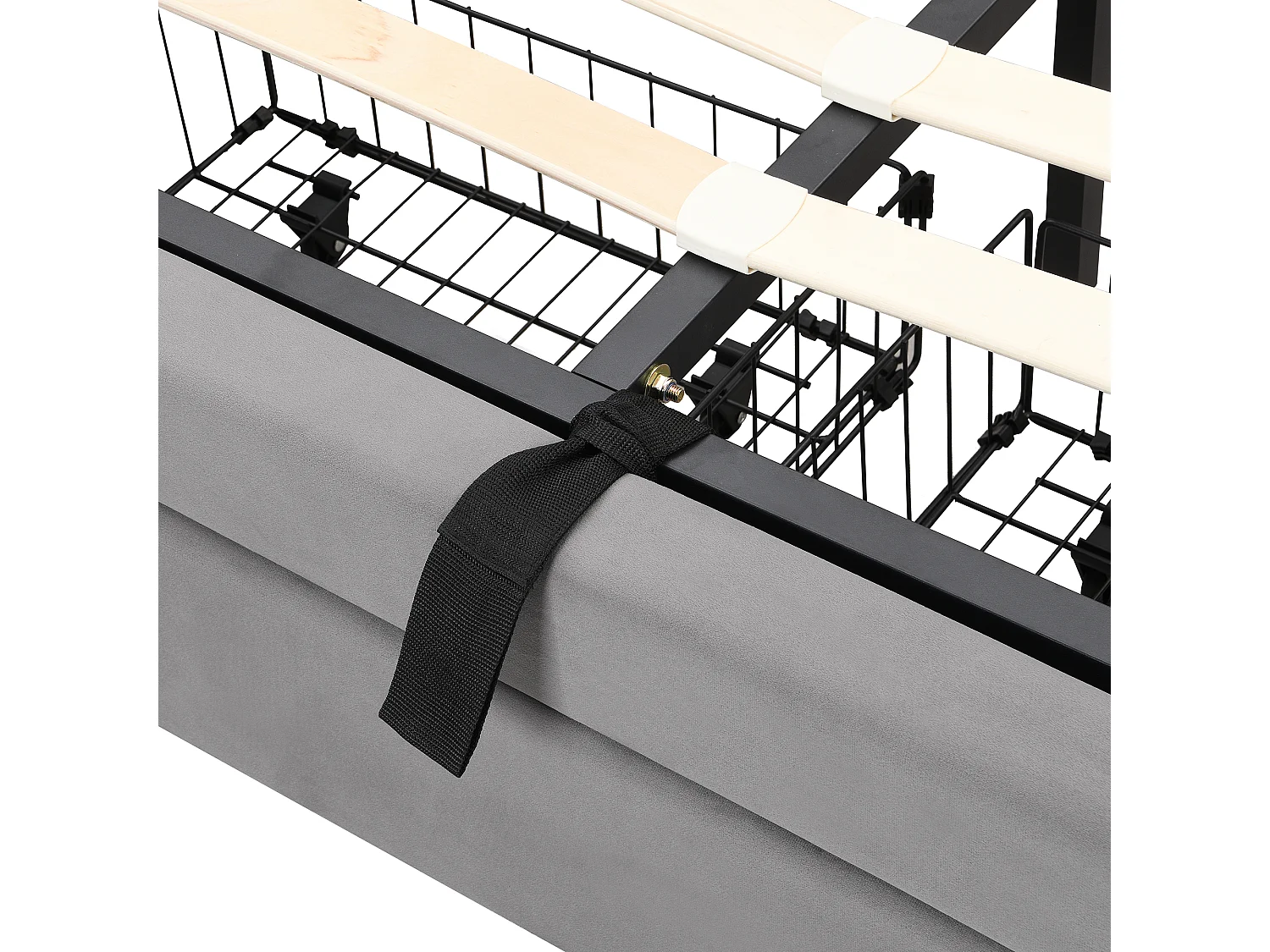 Lit coffre 140x200 cm - Lit adulte avec 2 tiroirs - tête de lit réglable - velours gris - sans matelas