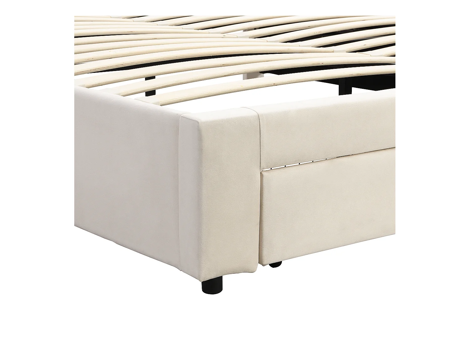 Letto contenitore 160x200 cm - Letto imbottito con cassetti e testiera regolabile - velluto beige - senza materasso