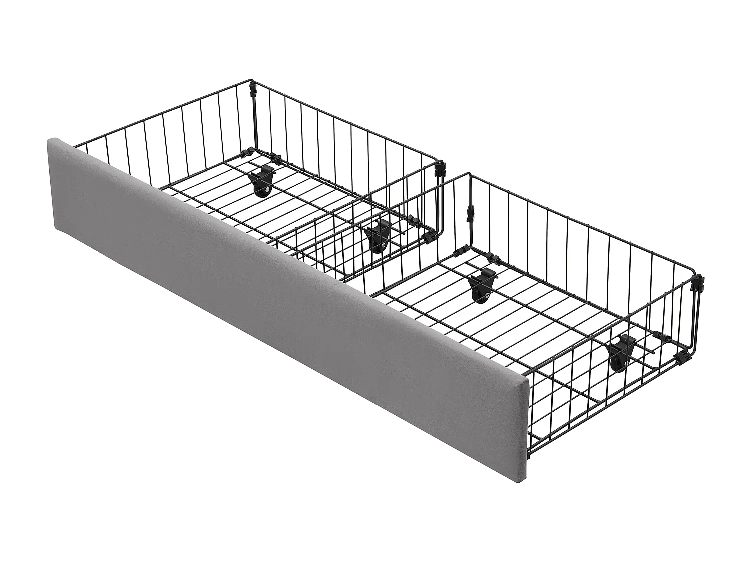 Lit coffre 140x190 cm - Lit adulte avec tiroirs et tête de lit réglable - velours gris - sans matelas