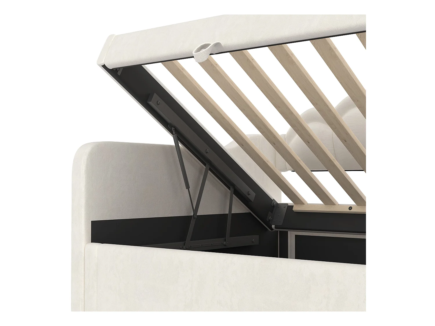 Lit coffre 90x200 cm - Lit enfant avec bande lumineuse LED changeante de couleur - velours beige - sans matelas