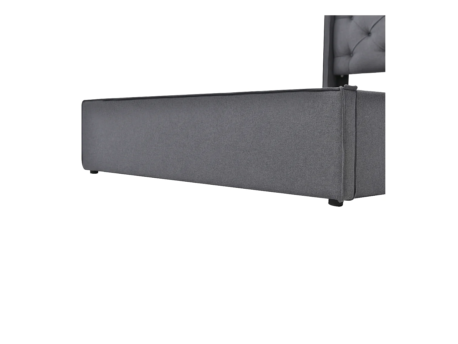 Lit coffre 90x200 cm - Lit simple avec sommier à lattes métalliques - gris - coton - sans matelas