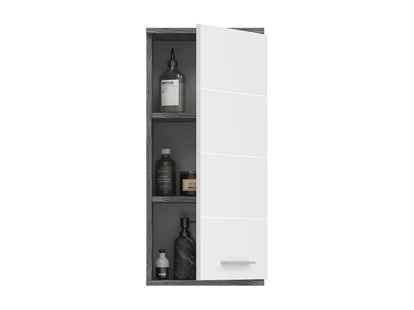 Blake badkamerkast wandmontage 1 deur hoog glans wit,rookkleurig.