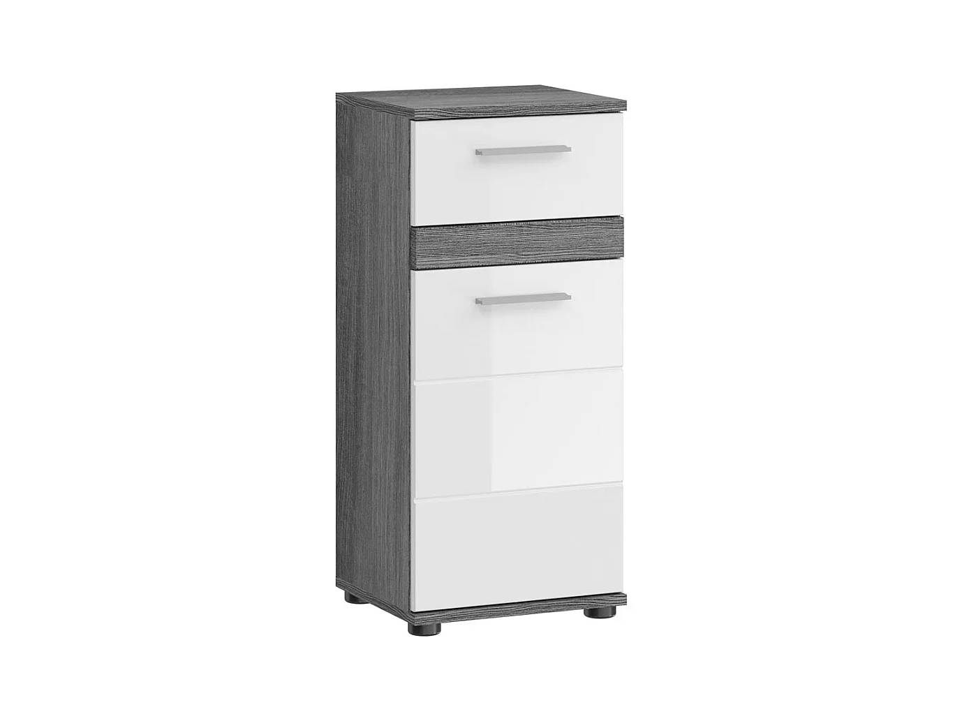 Blake armoire de salle de bain 1 porte, 1 tiroir brillant blanc,enfumé.