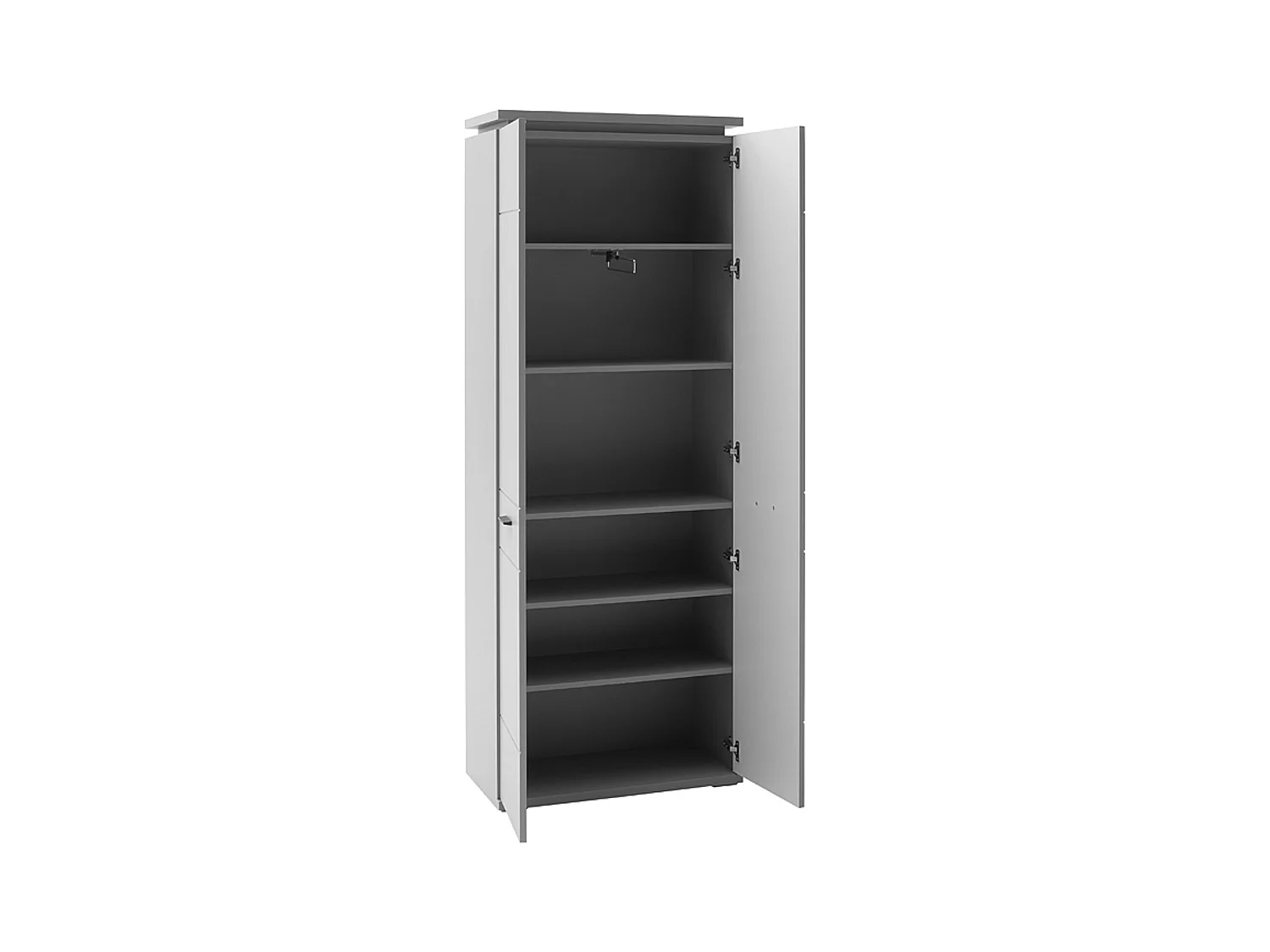 Armoire, meuble de rangement coloris gris arctique- Longueur 76 x Hauteur 198 x Profondeur 38 cm