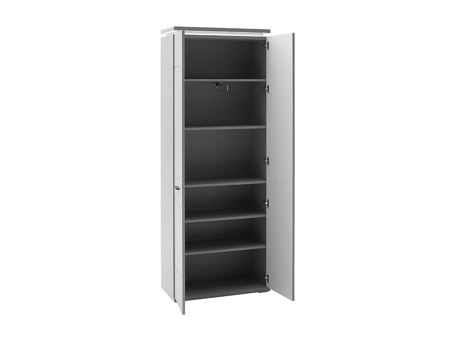 Armoire, meuble de rangement coloris gris arctique- Longueur 76 x Hauteur 198 x Profondeur 38 cm
