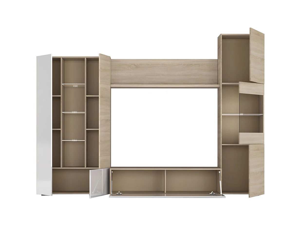 Parete attrezzata soggiorno moderna mobile TV sala pranzo salotto ROVERE 260 X 30 X 185 cm 016642F