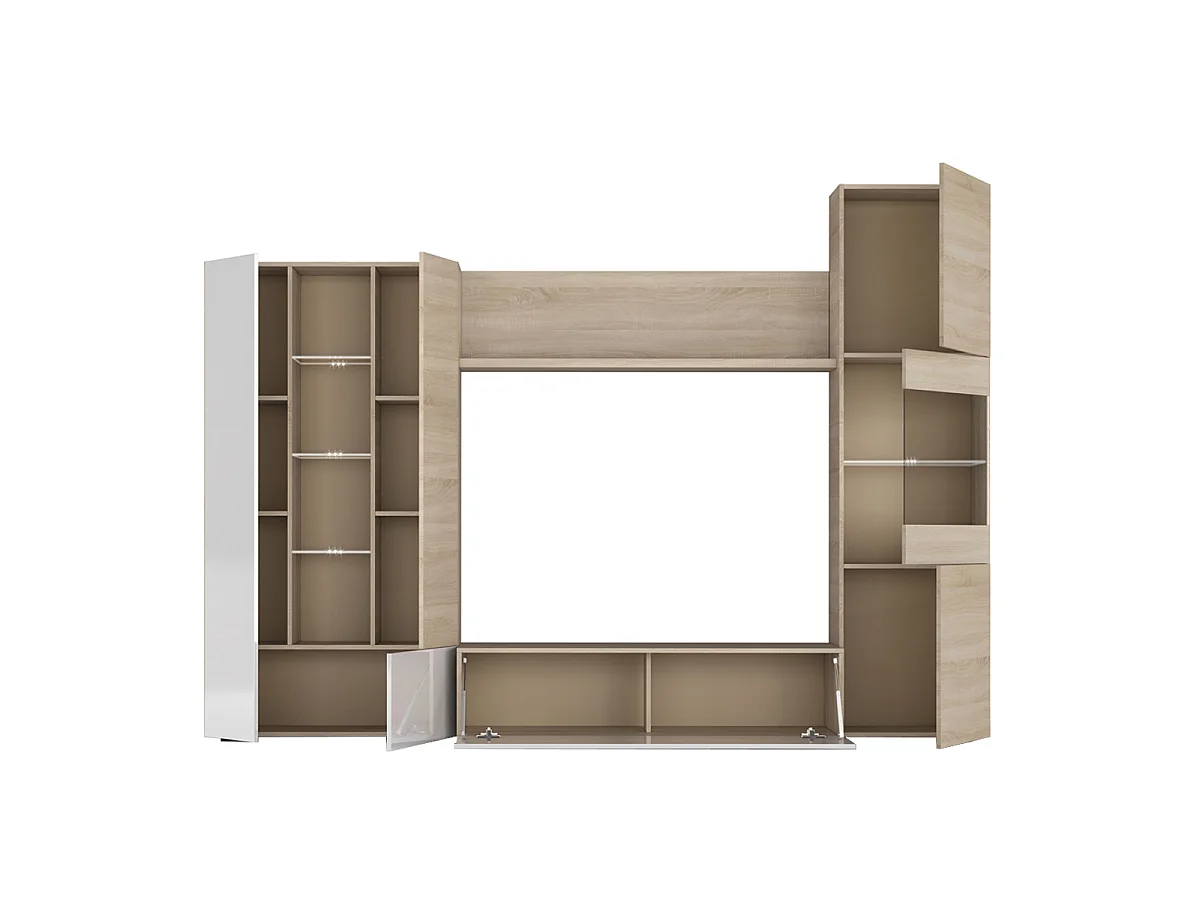 Parete attrezzata soggiorno moderna mobile TV sala pranzo salotto ROVERE 260 X 30 X 185 cm 016642F