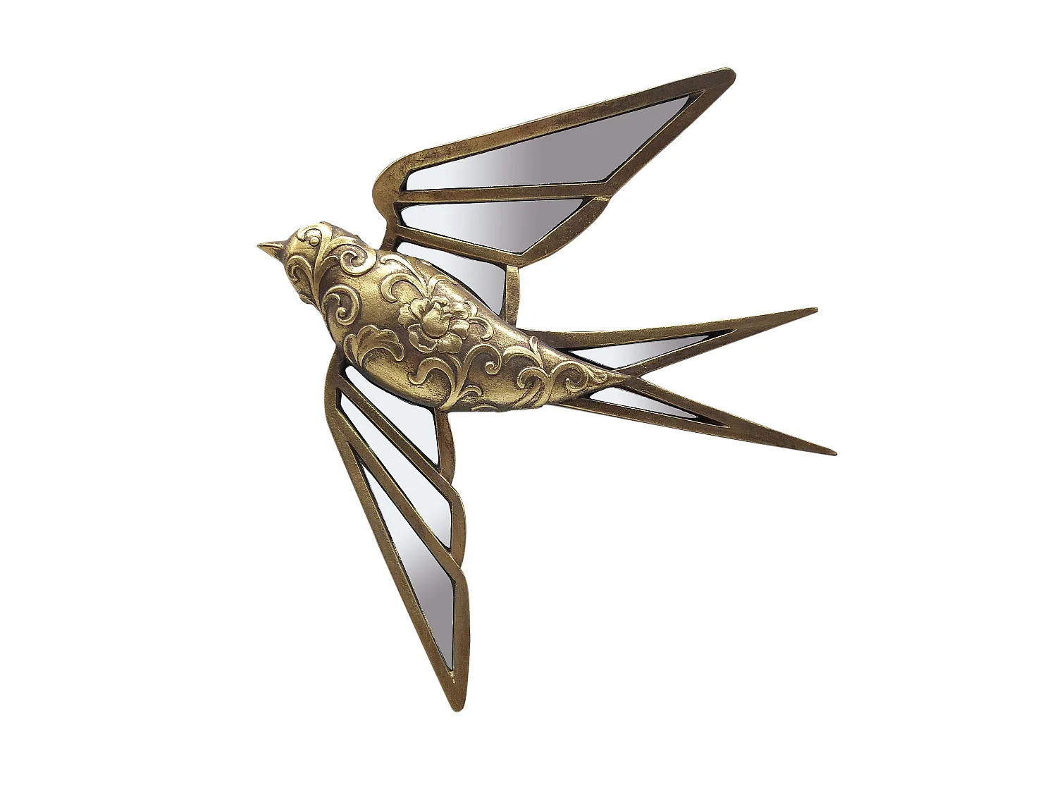 Déco murale vol oiseau doré 29x28cm