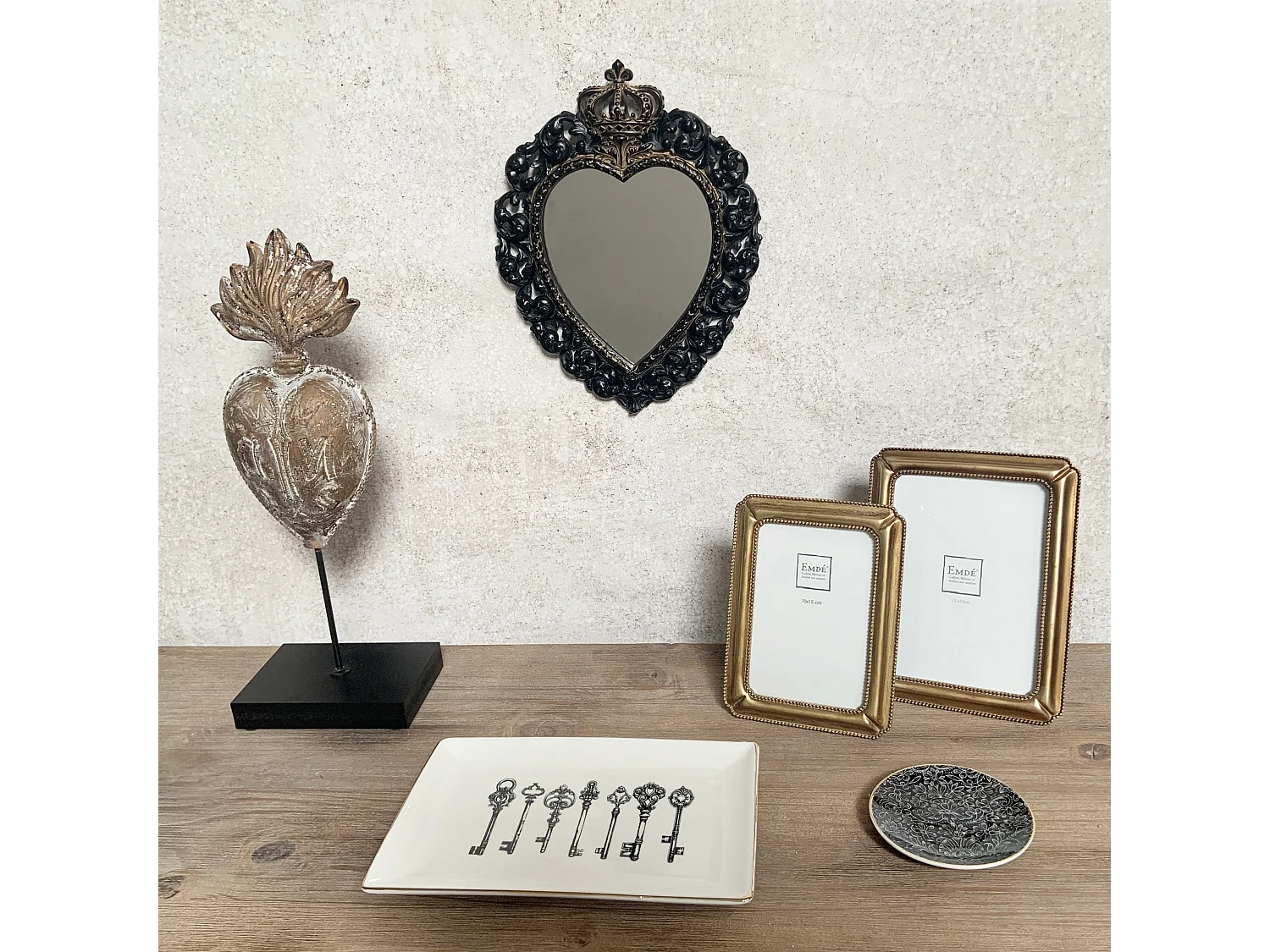 Déco miroir ex-voto patiné 23.7x30.1cm