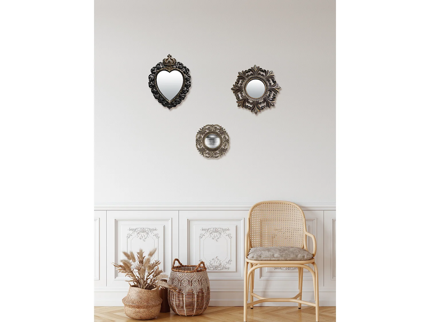 Déco miroir ex-voto patiné 23.7x30.1cm