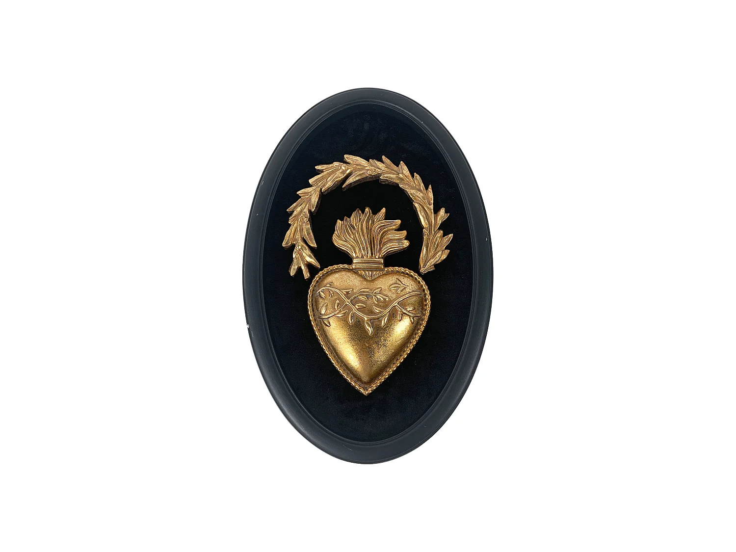 Déco murale velours ex-voto noir et doré 19x29cm