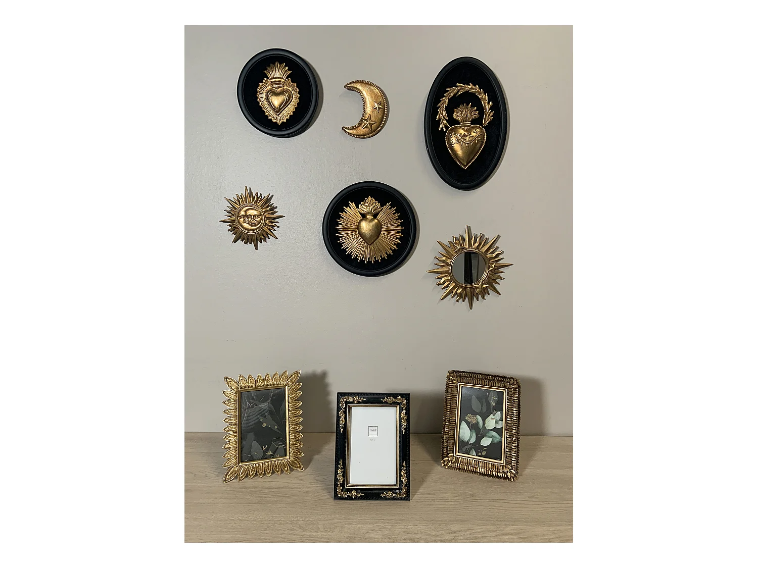 Déco murale velours ex-voto noir et doré 19x29cm