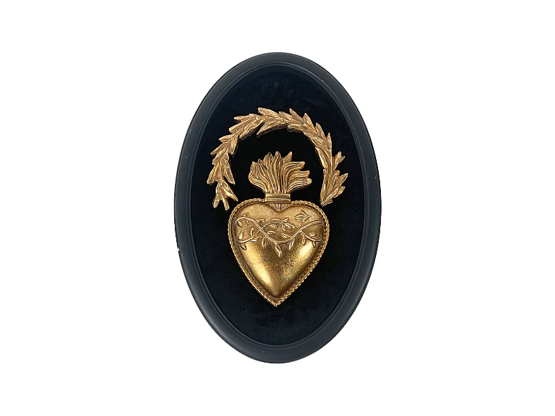 Déco murale velours ex-voto noir et doré 19x29cm