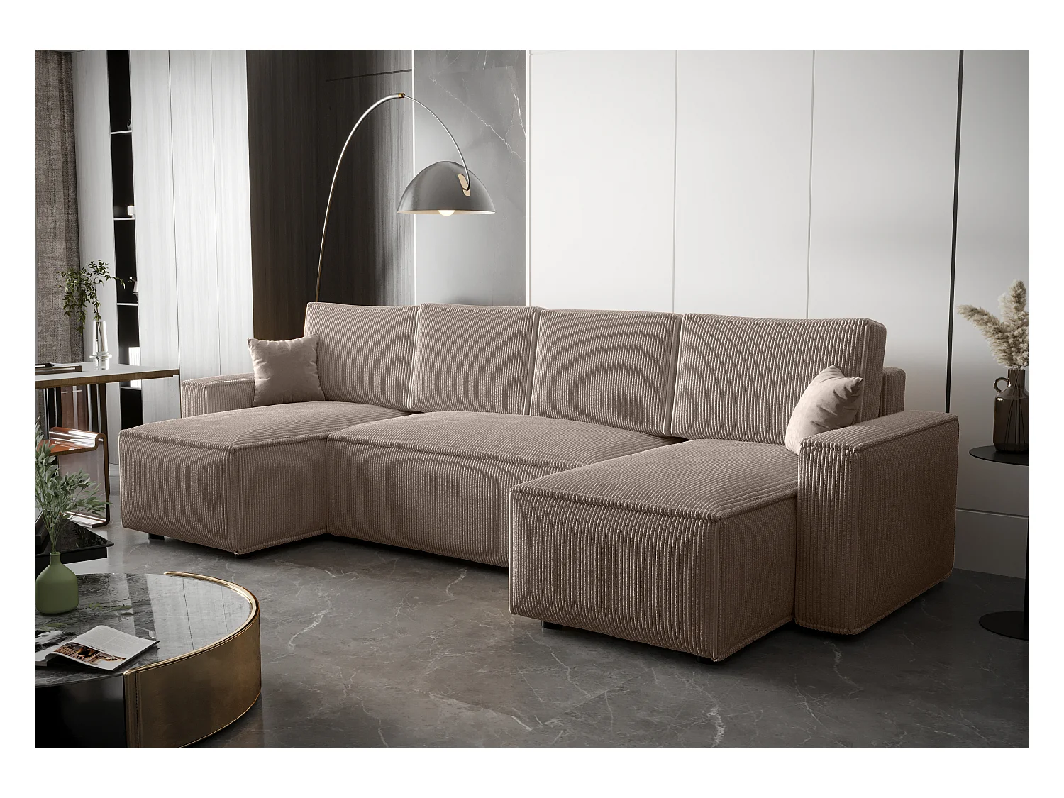BEDANTE Ecksofa U AMBRO Poso 02 mit Schlaffunktion U-Form, Sofa mit Stauraum, Bettkasten, Wohnzimmersofa, Couch, Sofa, Bettsofa