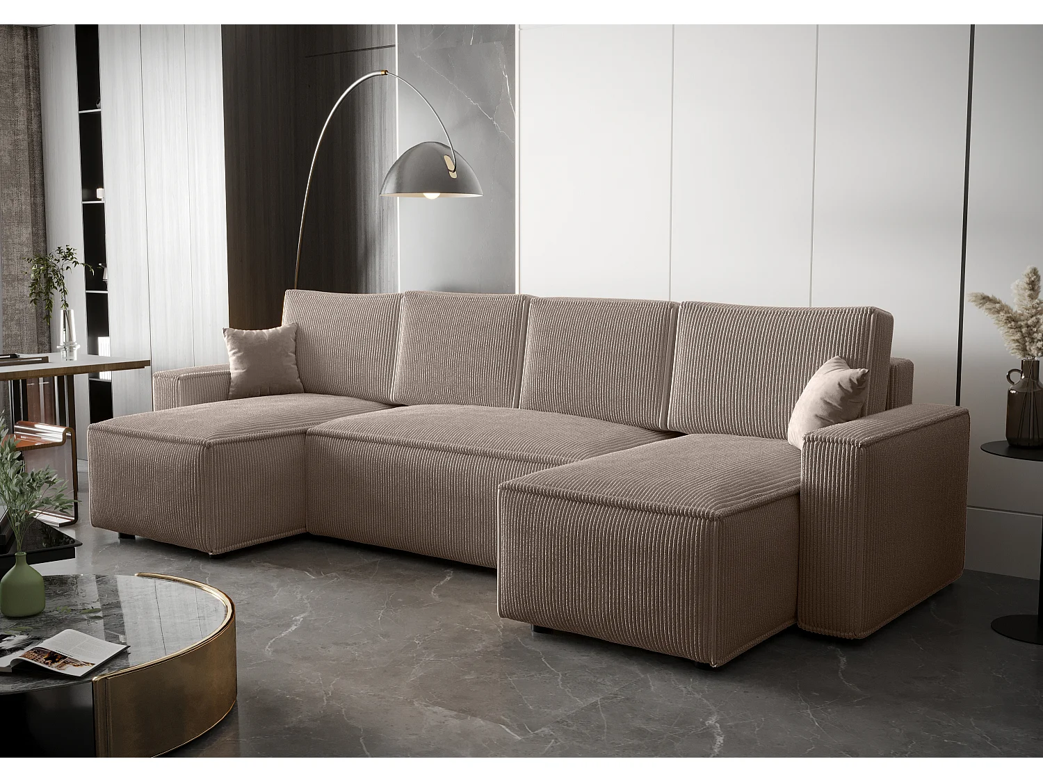 BEDANTE Ecksofa U AMBRO Poso 02 mit Schlaffunktion U-Form, Sofa mit Stauraum, Bettkasten, Wohnzimmersofa, Couch, Sofa, Bettsofa