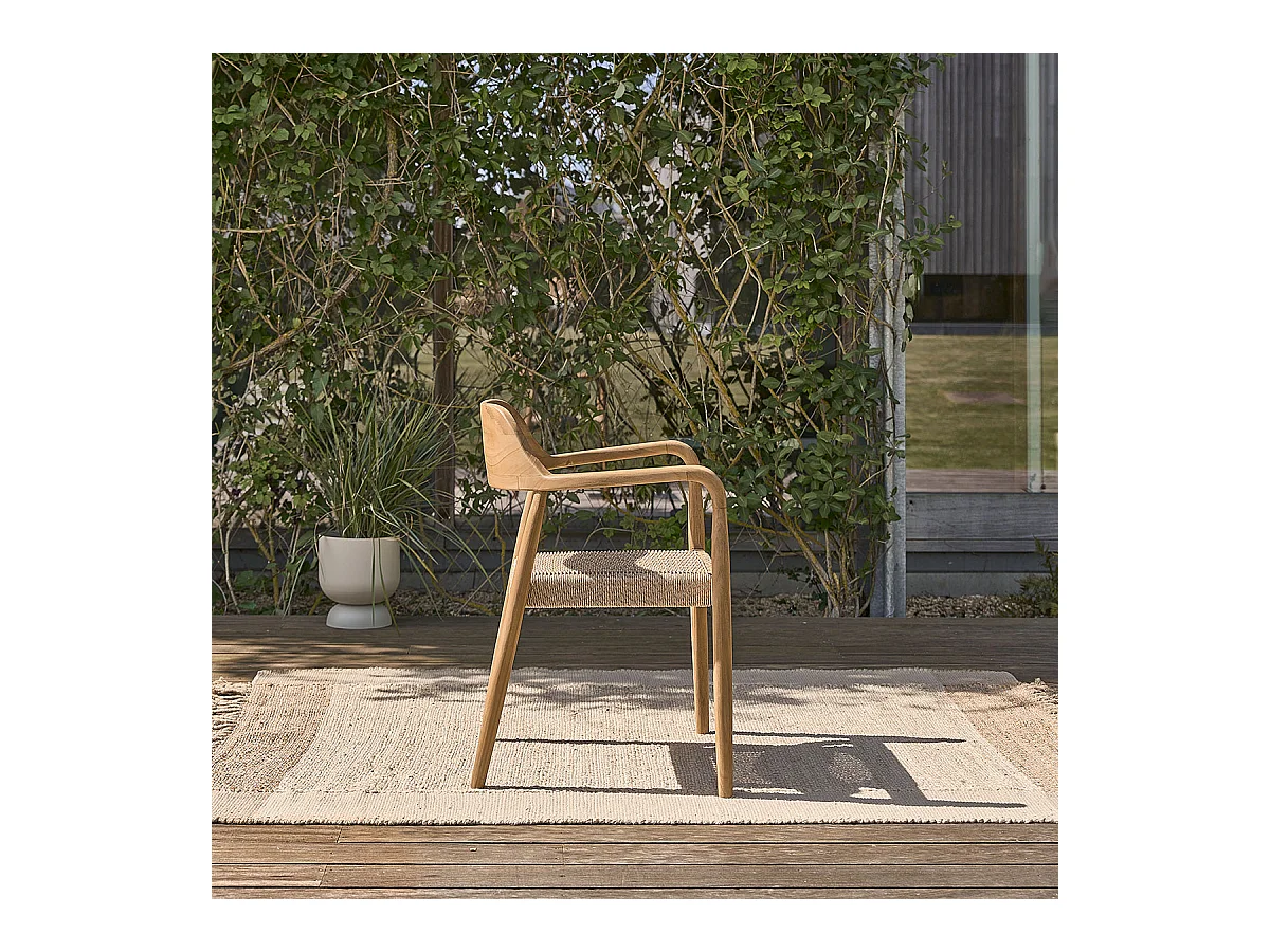 Set di 2 poltrone da giardino in teak massello e corda