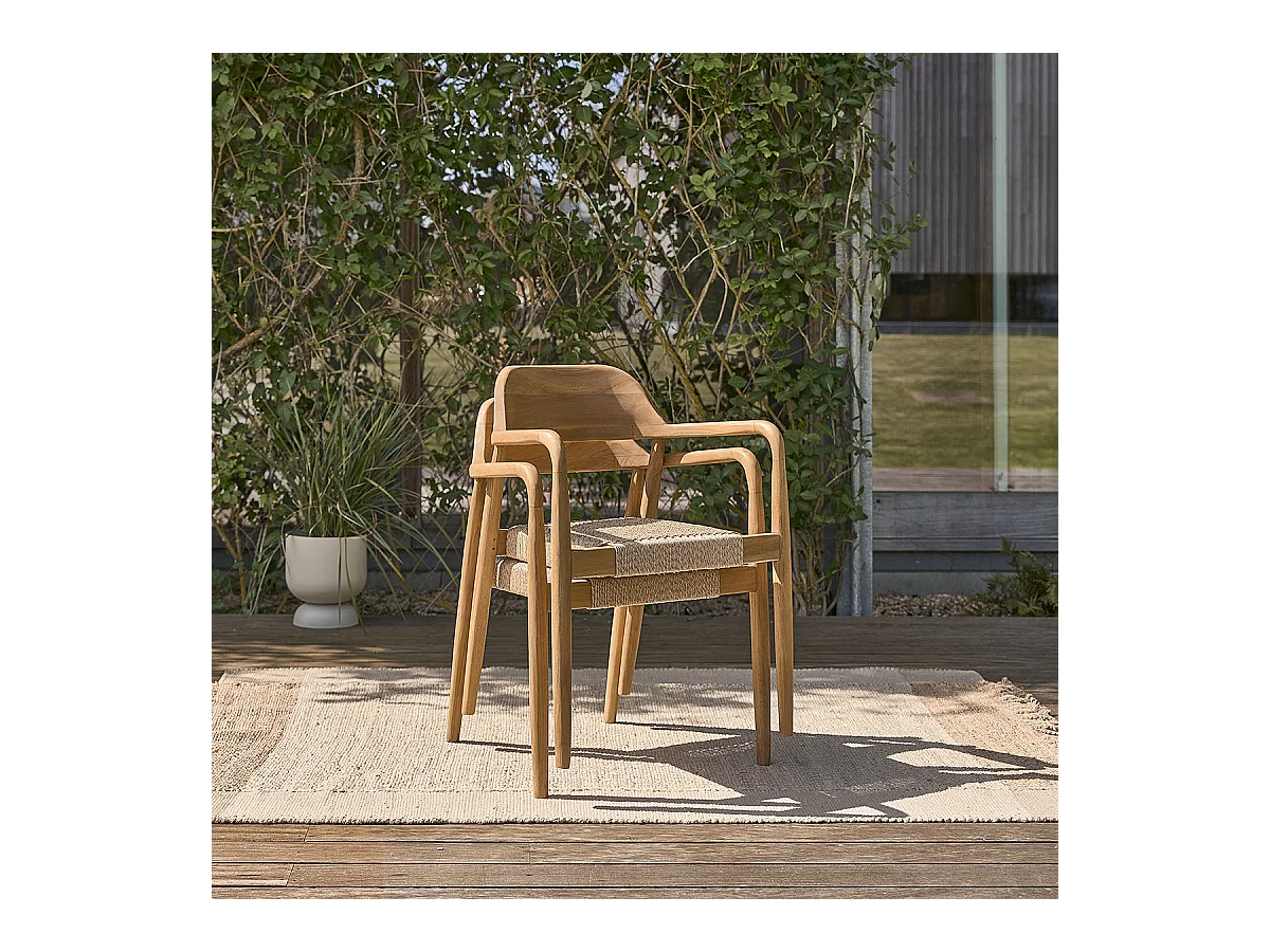 Set di 2 poltrone da giardino in teak massello e corda