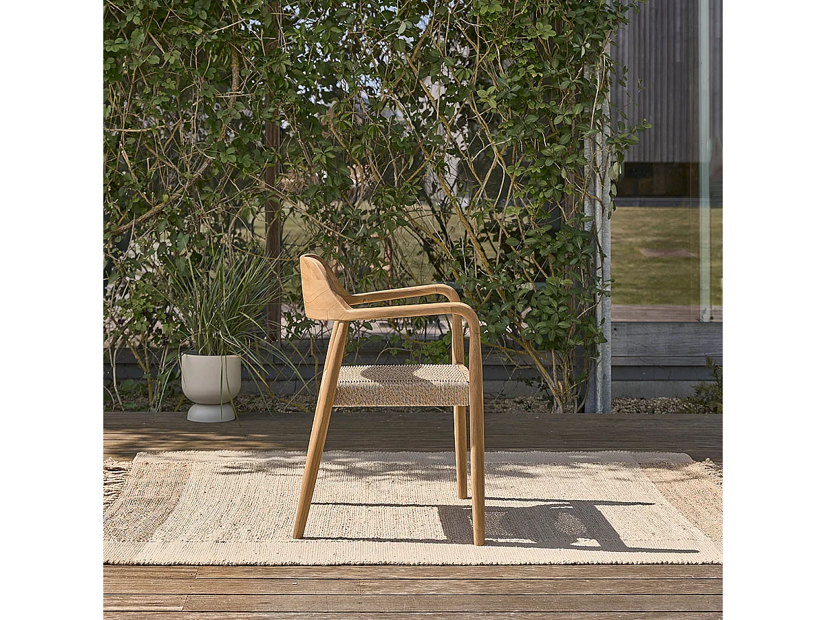 Lot de 2 fauteuils de jardin en teck massif et cordage