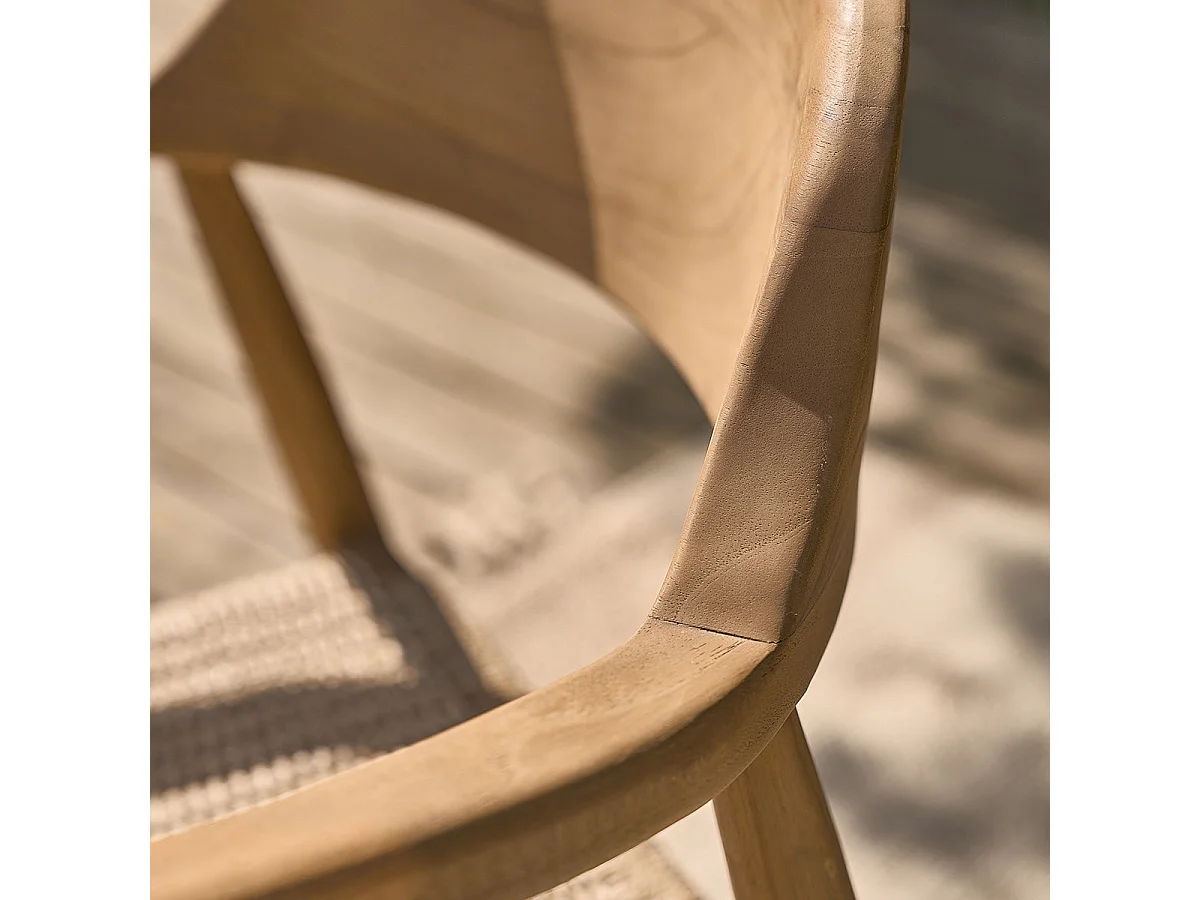Lot de 2 fauteuils de jardin en teck massif et cordage