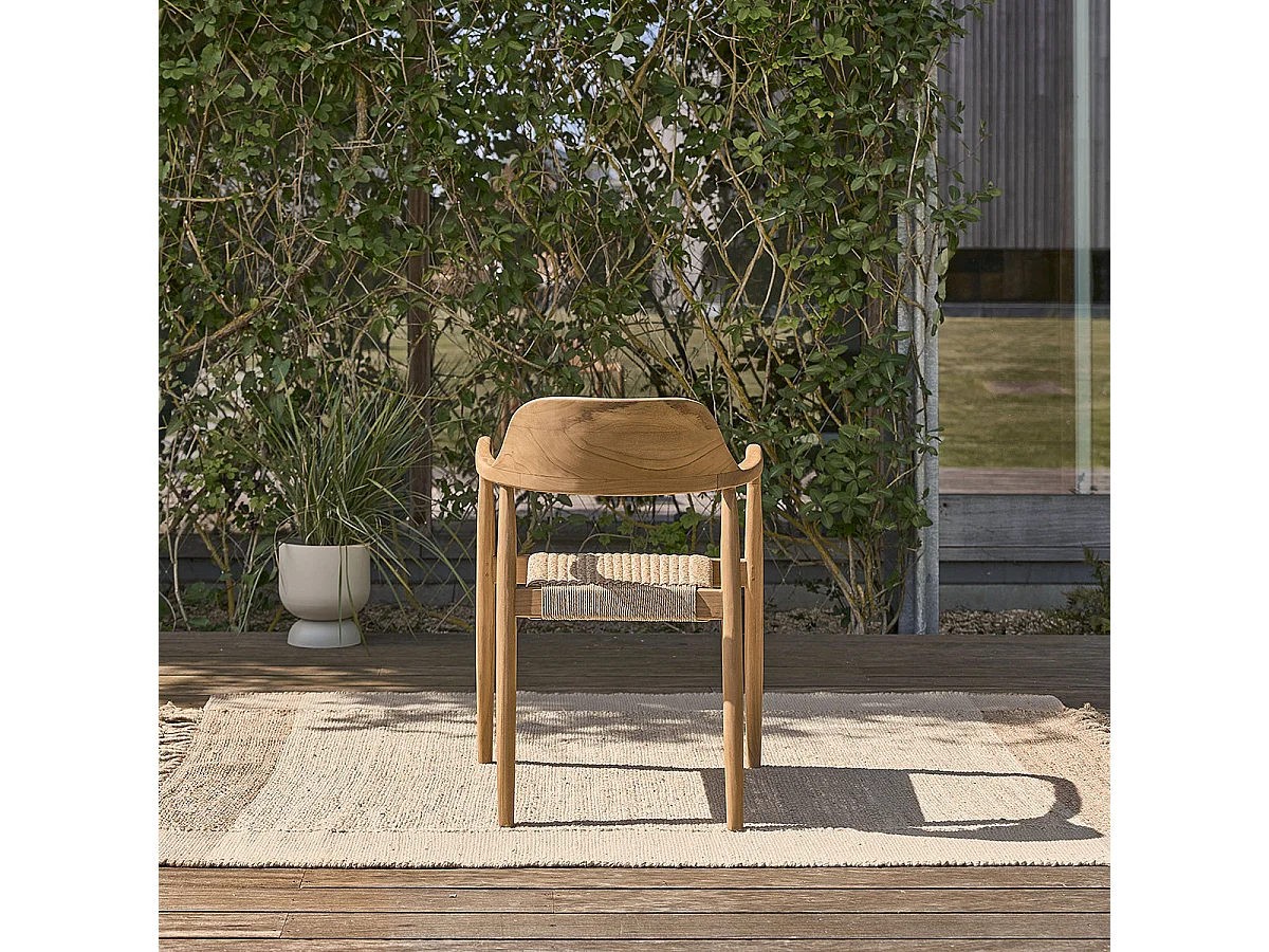 Lot de 2 fauteuils de jardin en teck massif et cordage
