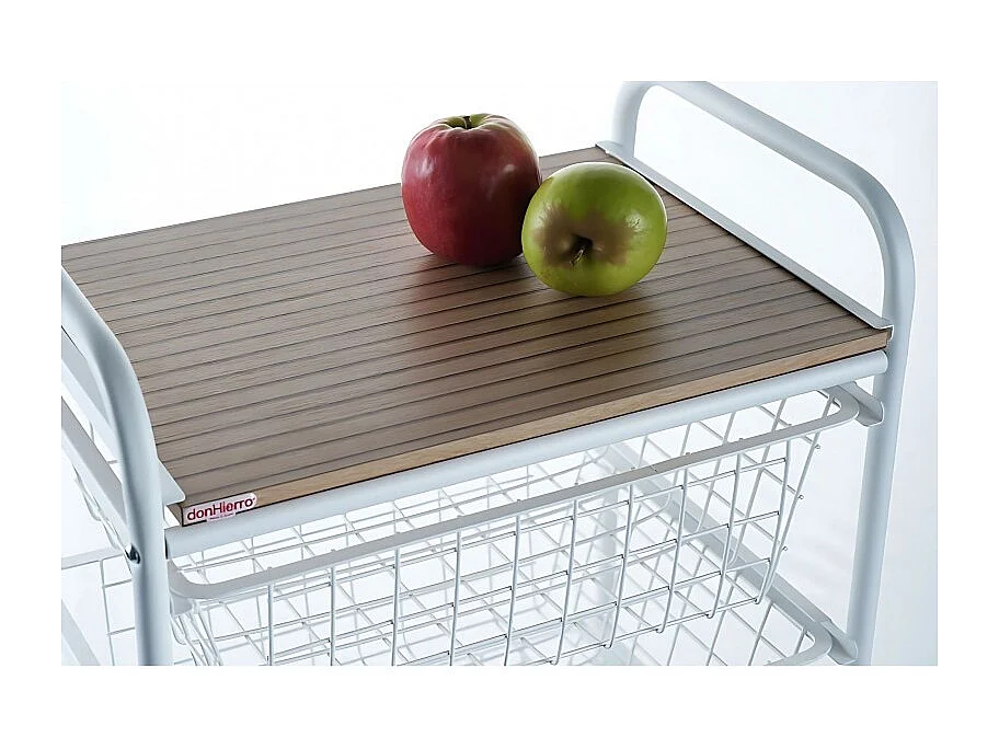 NORA Küchenwagen, 4 Körbe mit großem Fassungsvermögen, birkenfarbige Arbeitsplatte mit Lattenrost-Effekt