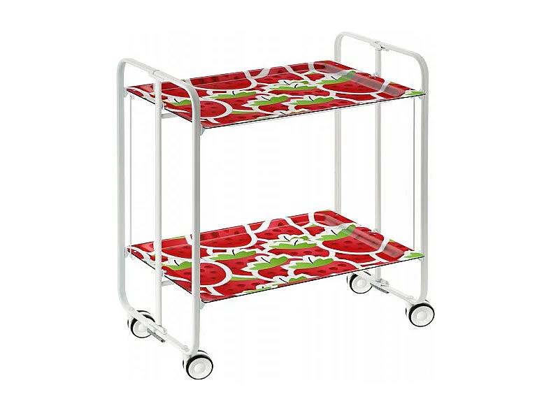 Desserte pliante BAUHAUS avec roulettes – Structure blanche, 2 niveaux, 4 positions