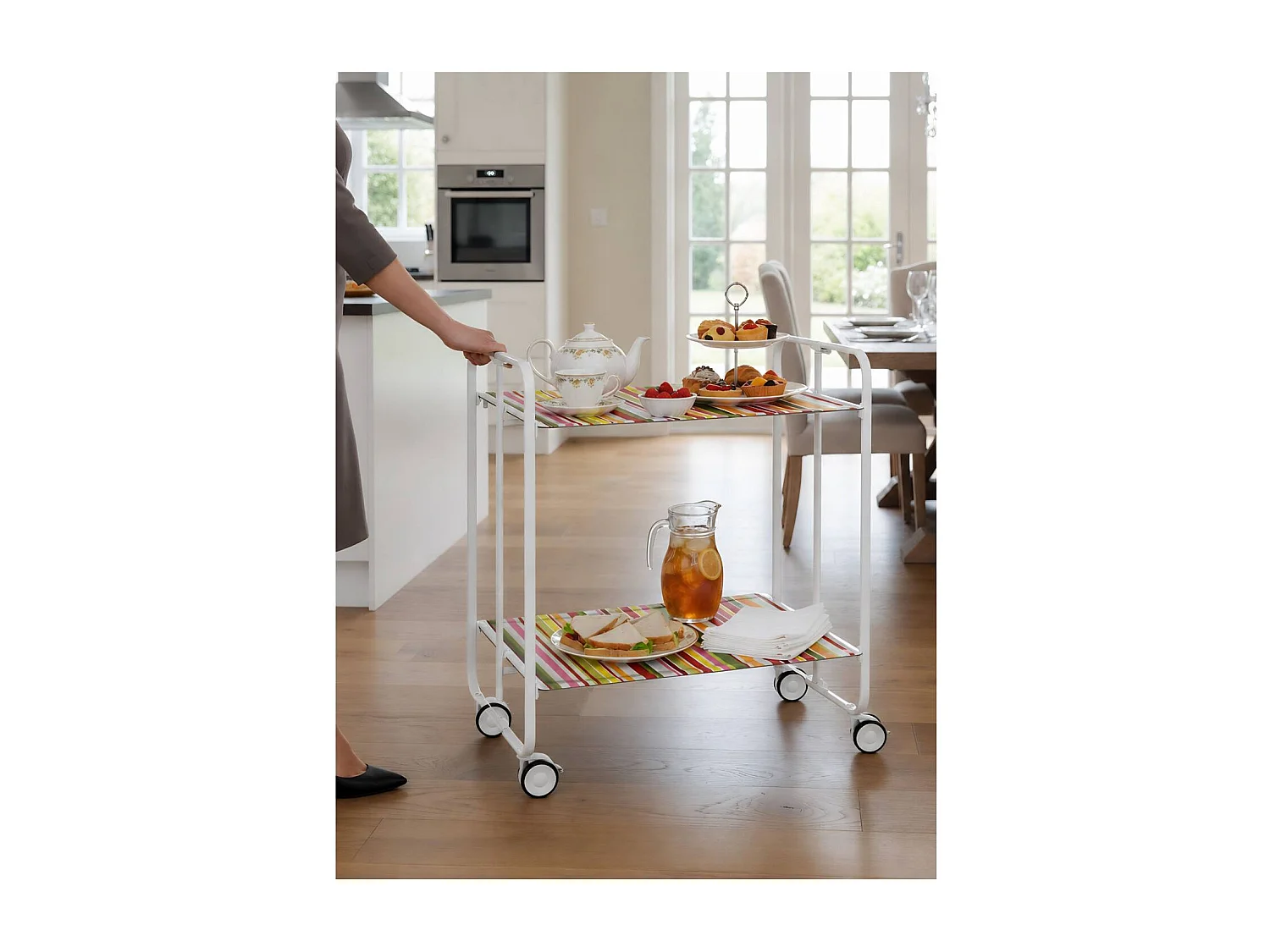 Carrello da cucina pieghevole bianco con ruote BAUHAUS 2 ripiani