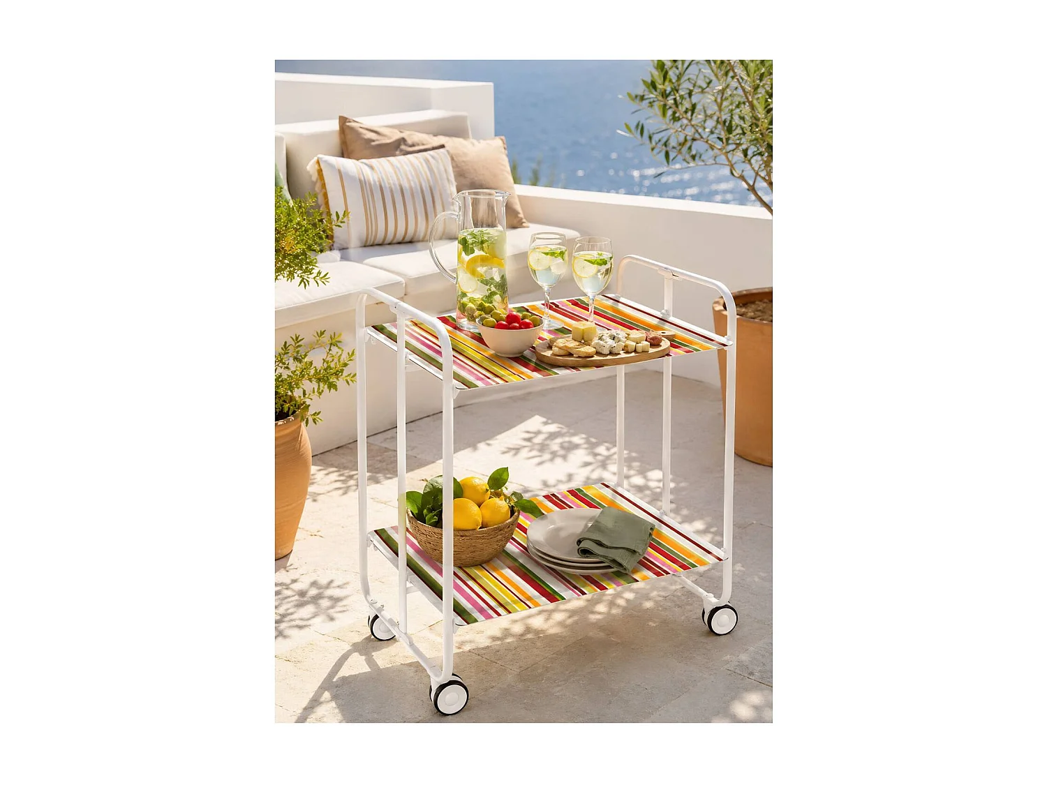 Carrello da cucina pieghevole bianco con ruote BAUHAUS 2 ripiani