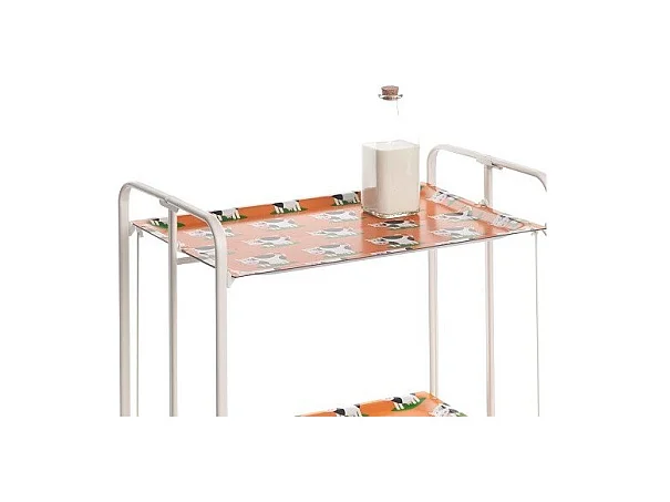 Chariot pliant à roulettes, , table pliante roulante - Structure métallique blanche, 2 niveaux en stratifié couleur Pin Vieilli- 72*66*43 cm - BAUHAUS