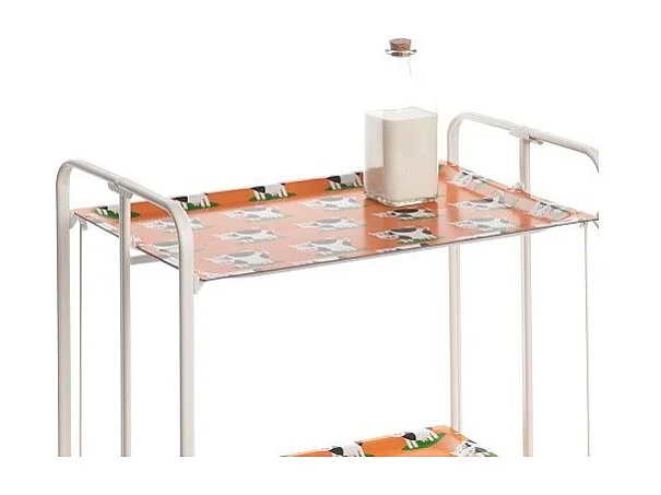 Carrito auxiliar plegable con ruedas - Estructura metálica blanca, 2 estantes laminados color Pino envejecido – 72*66*43 cm - BAUHAUS