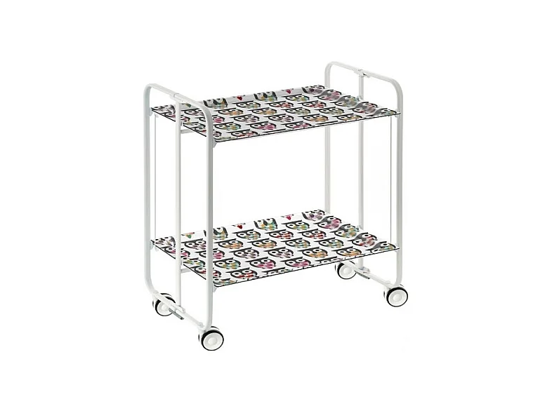Desserte pliante BAUHAUS avec roulettes – Structure blanche, 2 niveaux, 4 positions