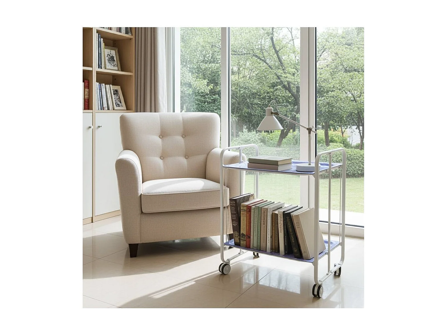 Carrello pieghevole a 2 ripiani con ruote – Salvaspazio, stile moderno, – Struttura bianca - BAUHAUS