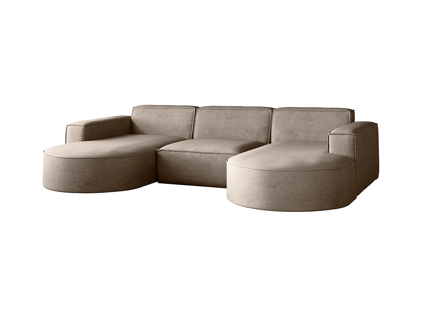Canapé d'angle Modena en U, canapé élégant et moderne en tissu Salvador beige foncé
