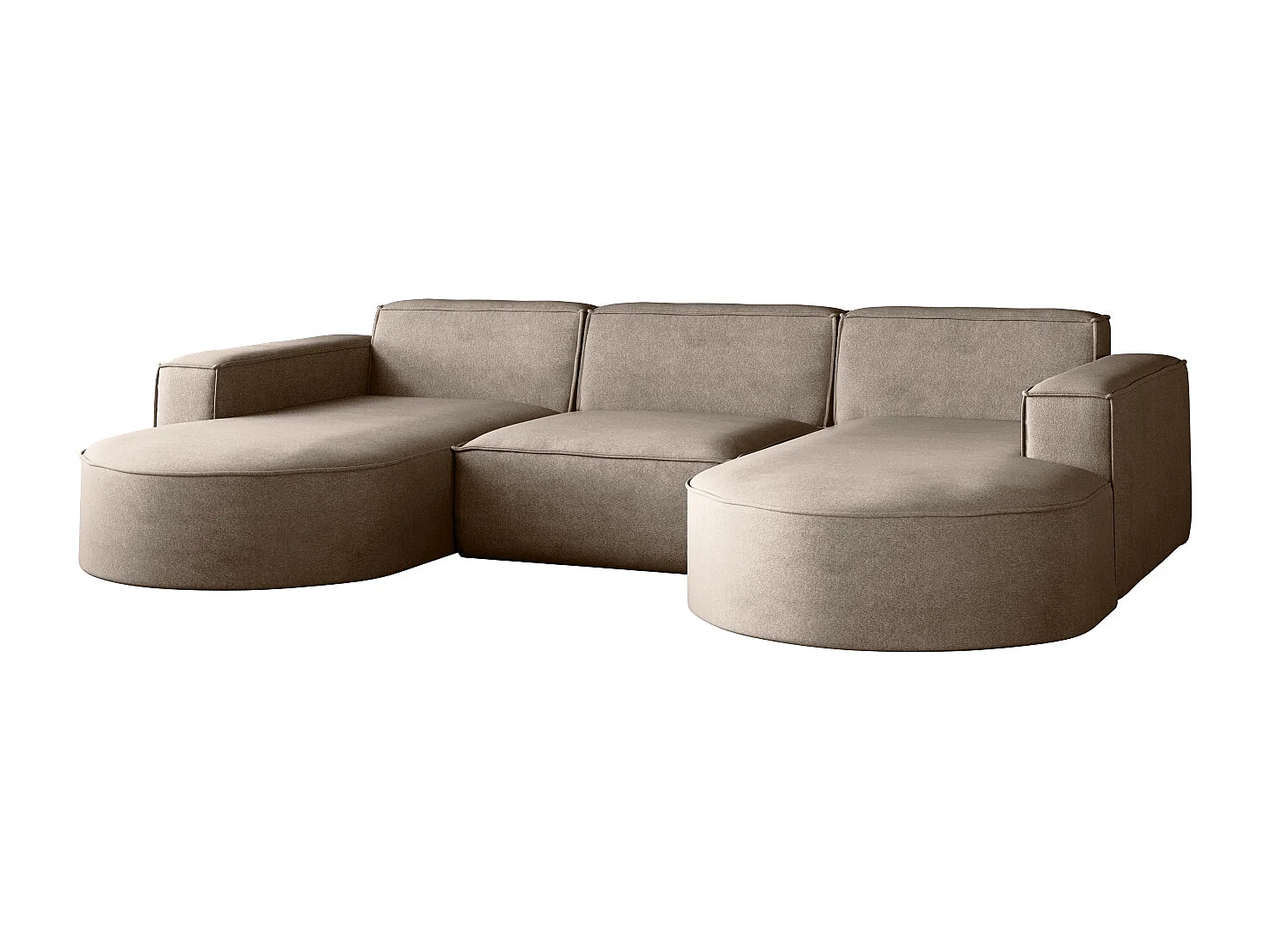 Canapé d'angle Modena en U, canapé élégant et moderne en tissu Salvador beige foncé