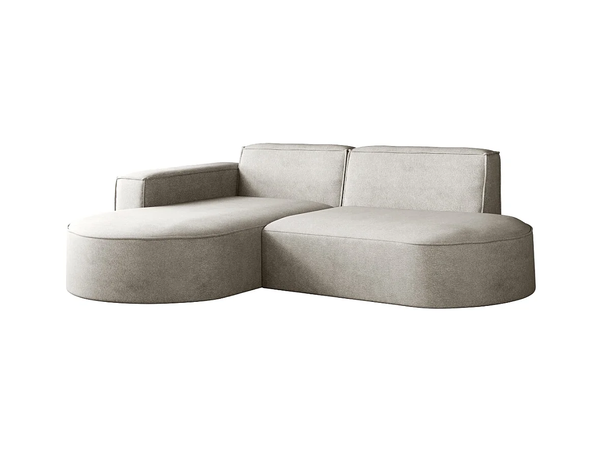 Canapé en L Modena, canapé d'angle moderne et confortable tissu Salvador droit gris clair