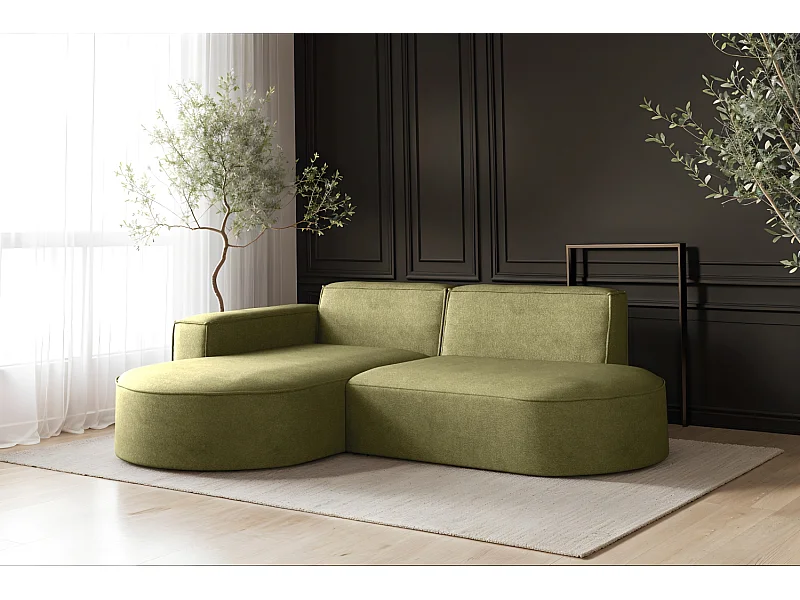 Sofa L-Form Modena, Ecksofa Modern Und Komfort Stoff Salvador Rechts Olive