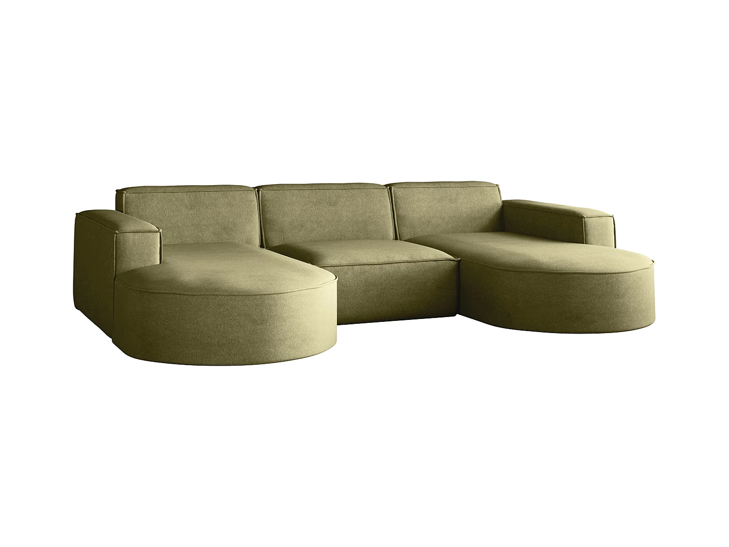 Canapé d'angle Modena en U, canapé élégant et moderne en tissu Salvador Olive