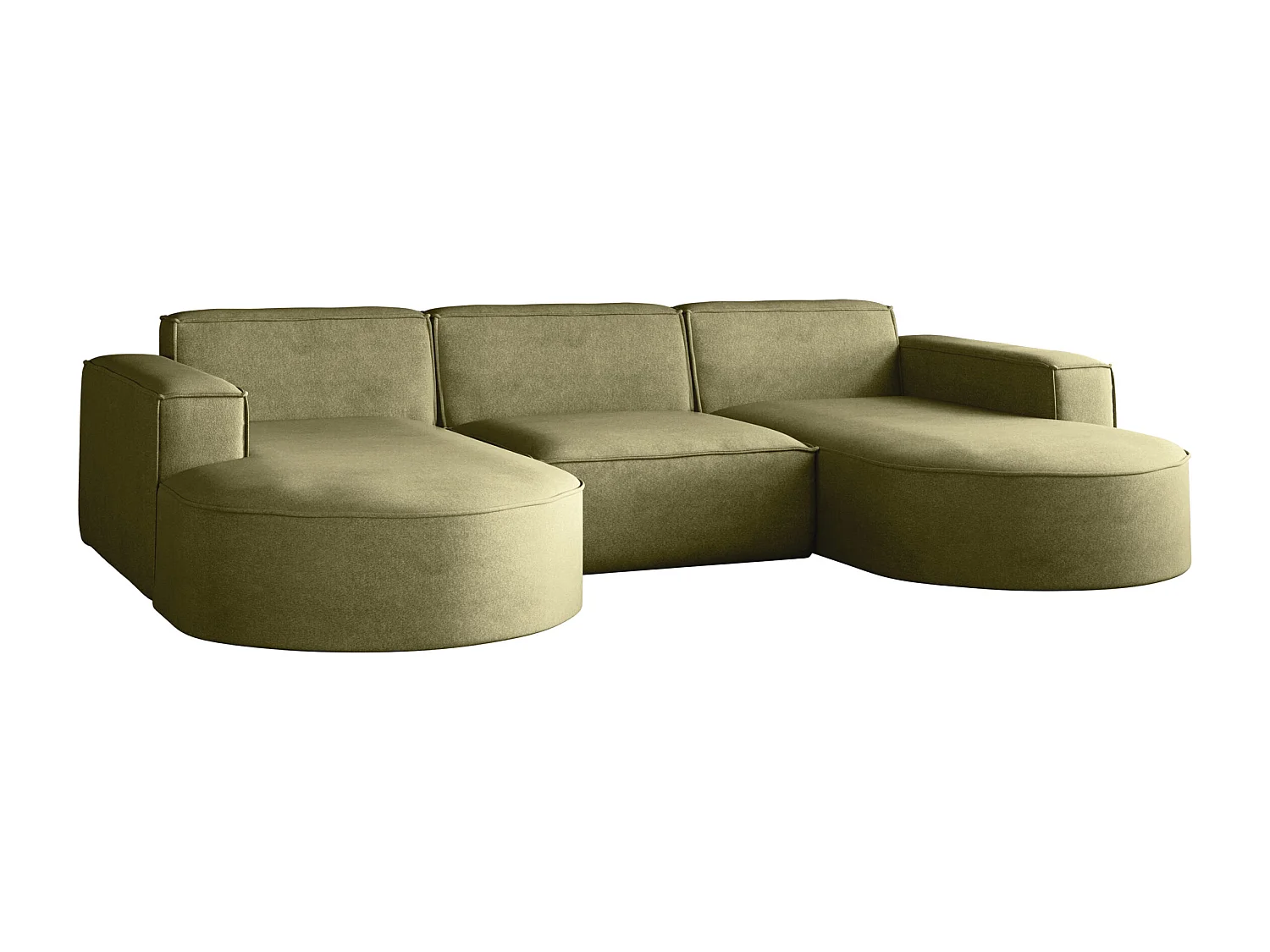 Canapé d'angle Modena en U, canapé élégant et moderne en tissu Salvador Olive