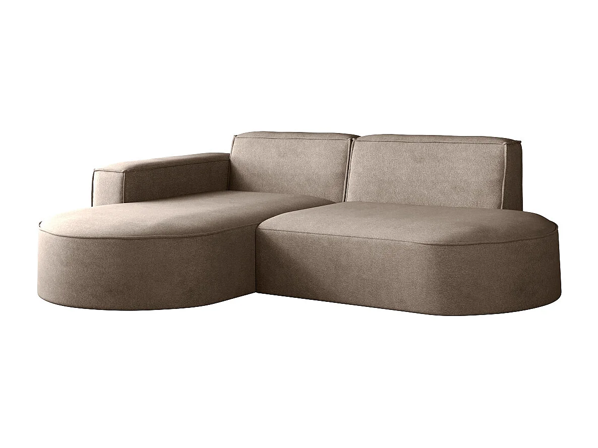 Canapé en L Modena, canapé d'angle moderne et confortable tissu Salvador gauche beige foncé