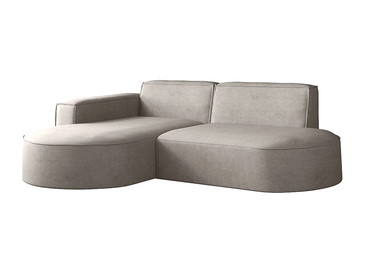 Canapé en L Modena, canapé d'angle moderne et confortable en tissu Salvador droit beige