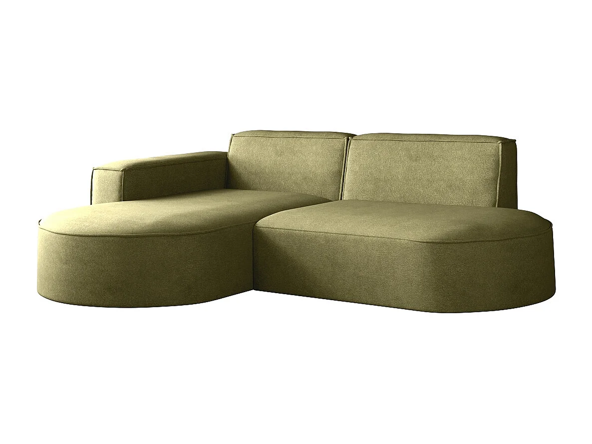 Canapé L-Form Modena, Canapé d'angle Moderne et Confortable Tissu Salvador Gauche Olive