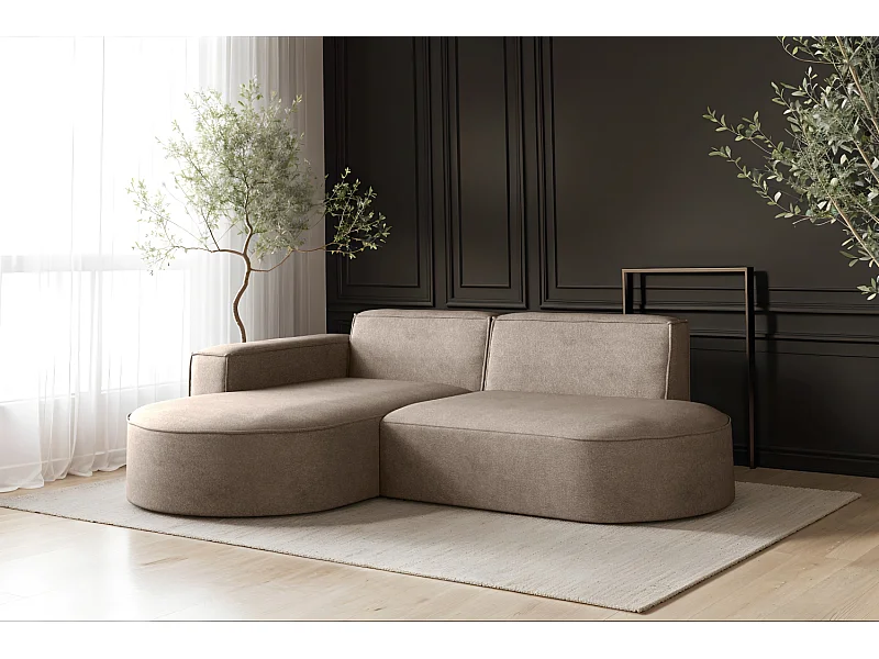 Sofa L-Form Modena, Ecksofa Modern Und Komfort Stoff Salvador Rechts Dunkelbeige