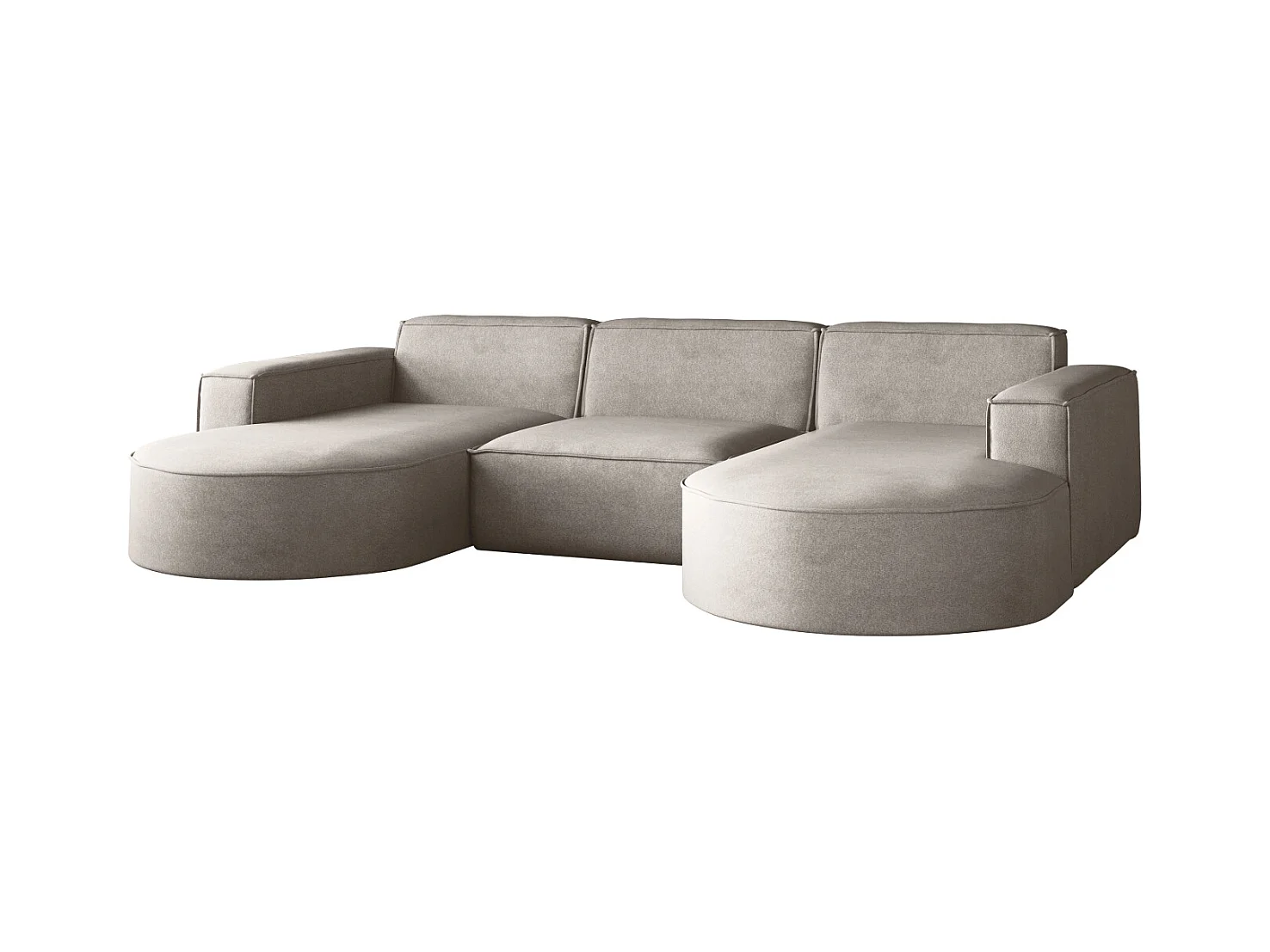 Canapé d'angle Modena en U, canapé élégant et moderne en tissu Salvador Beige