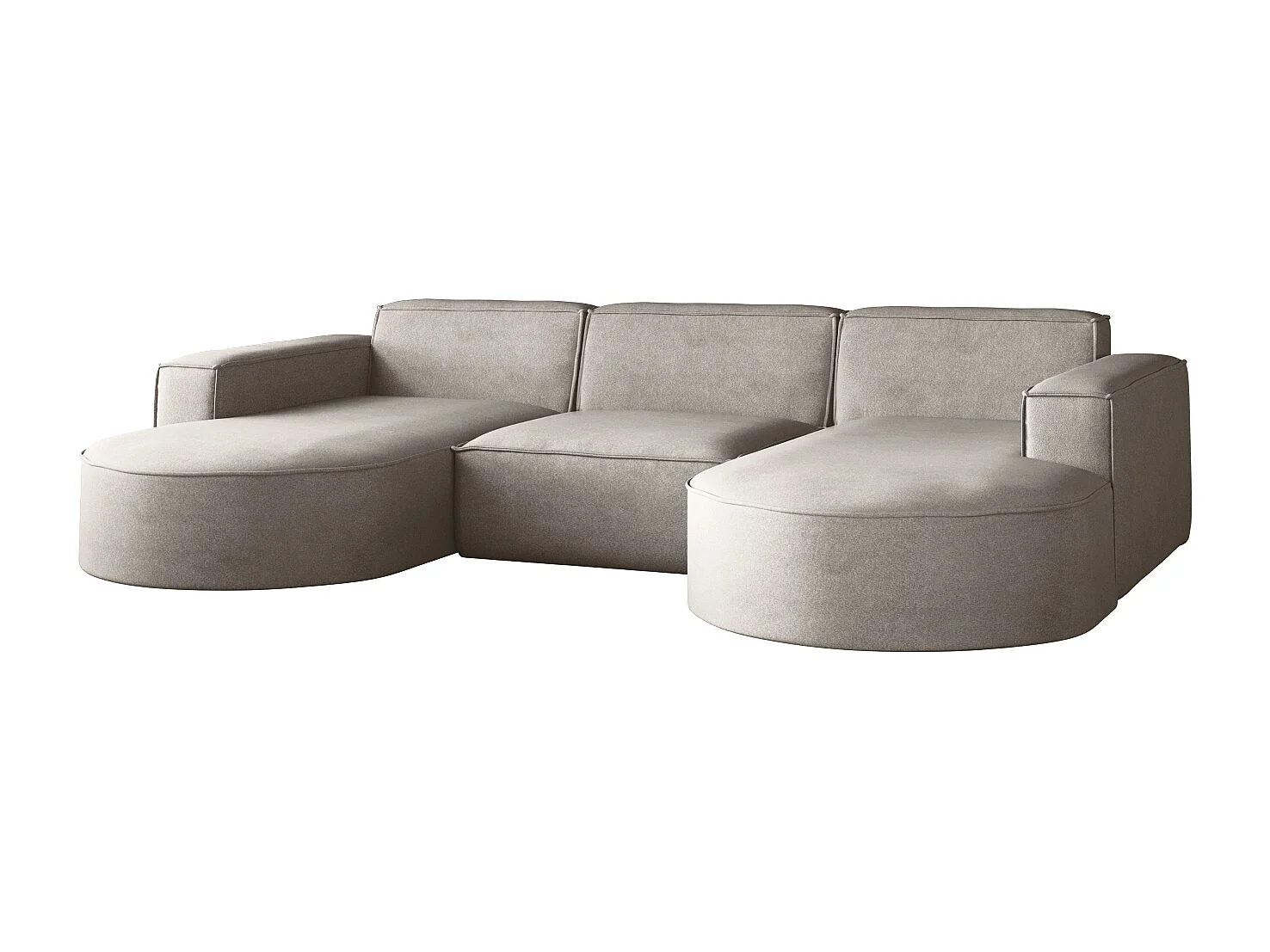 Canapé d'angle Modena en U, canapé élégant et moderne en tissu Salvador Beige