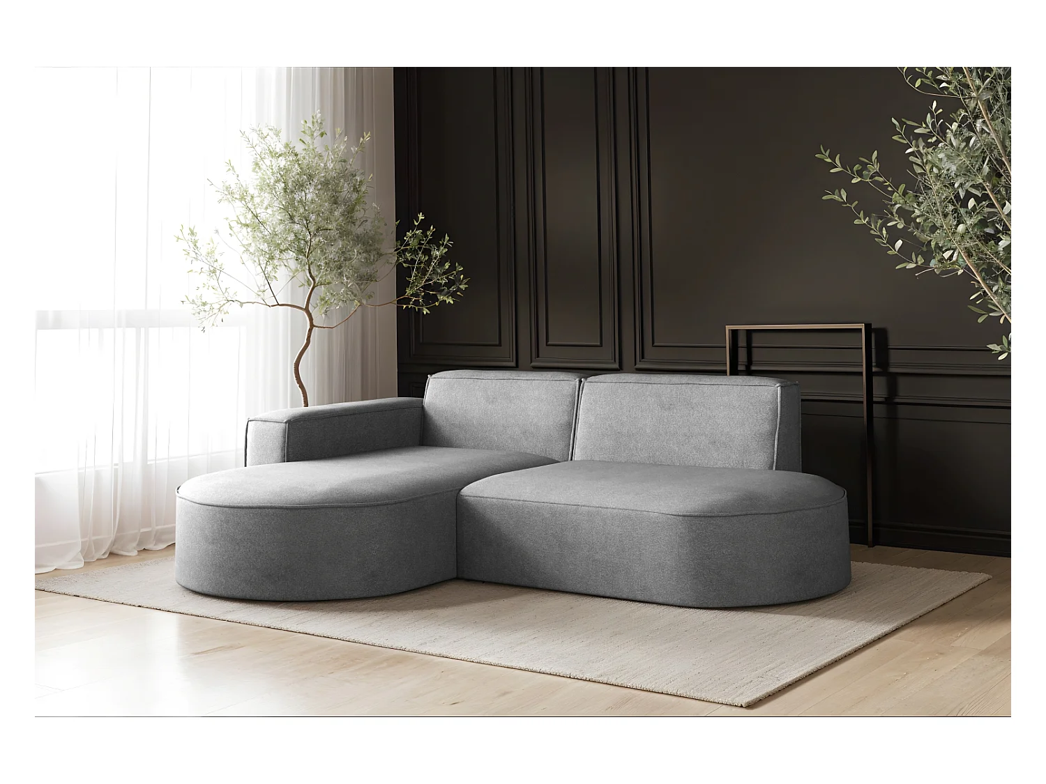 Sofa L-Form Modena, Ecksofa Modern Und Komfort Stoff Salvador Rechts Grau