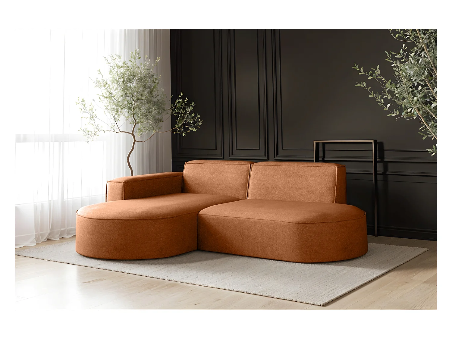 Sofa L-Form Modena, Ecksofa Modern Und Komfort Stoff Salvador Links Braun