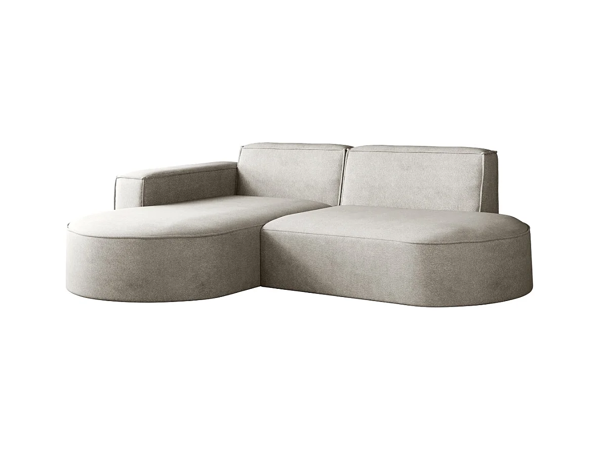 Canapé en L Modena, canapé d'angle moderne et confortable tissu Salvador gauche gris clair