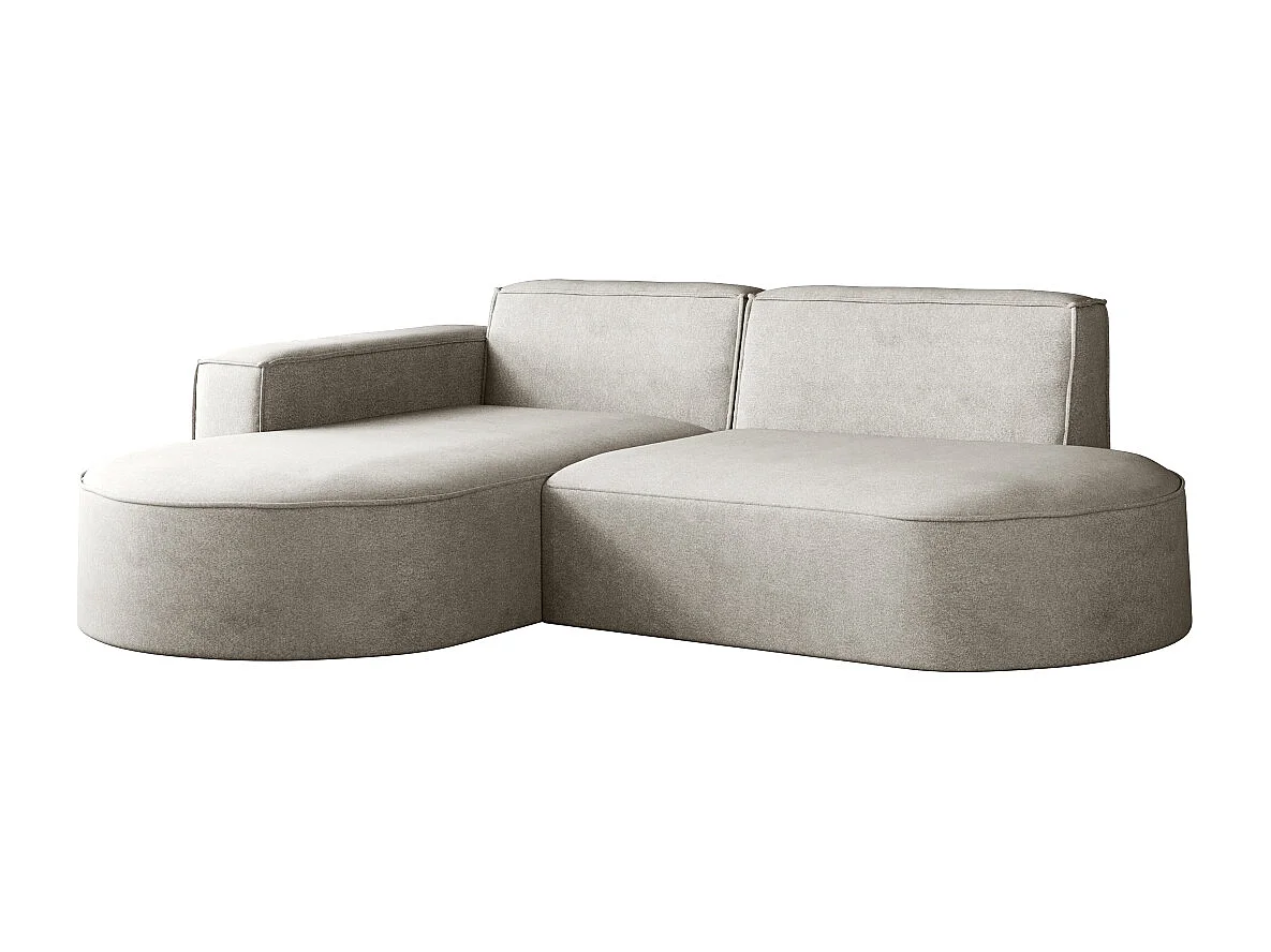 Canapé en L Modena, canapé d'angle moderne et confortable tissu Salvador gauche gris clair